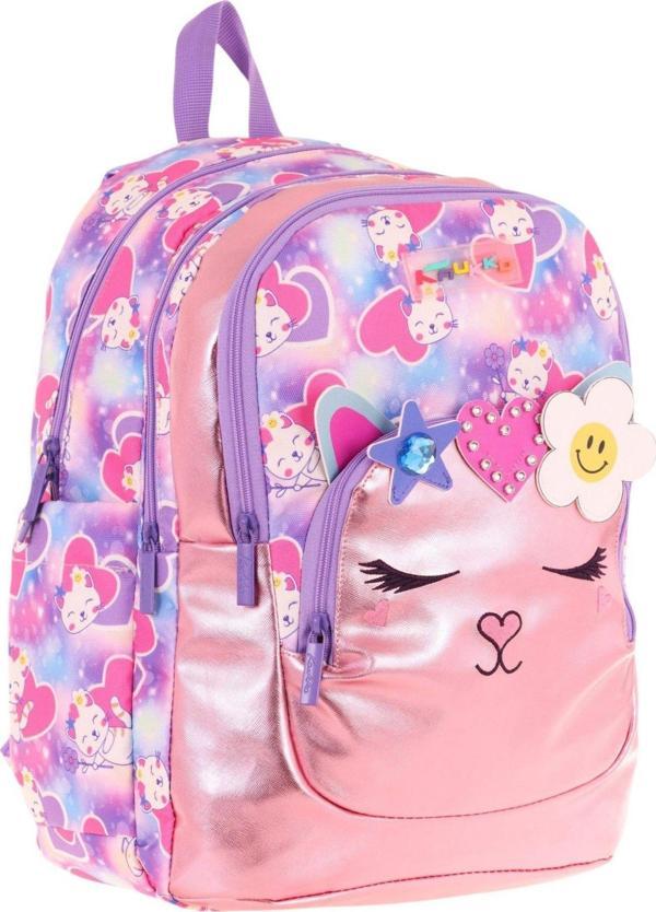 Kaukko Kids Kedi Şekilli Kız Çocuk Dört Gözlü Okul Çantası - L5219 - Image 1