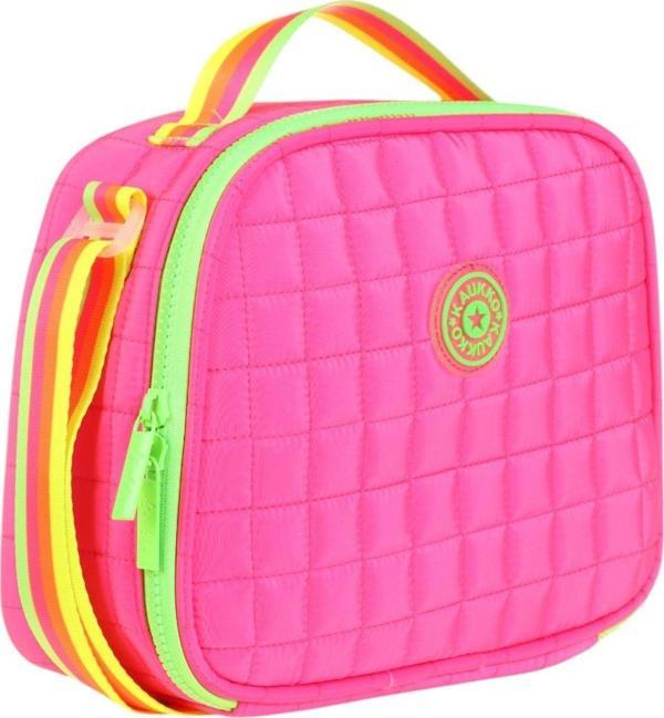 Kaukko Pembe Yeşil Kız Çocuk Kapitone Isı Yalıtımlı (Termoslu) Beslenme Çantası - K9046 - Image 1