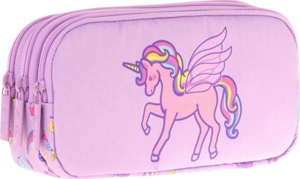 Kaukko Kids Üç Bölmeli Lila, Unicorn, Kız Çocuk Okul Kalemliği - L8221 - Image 1