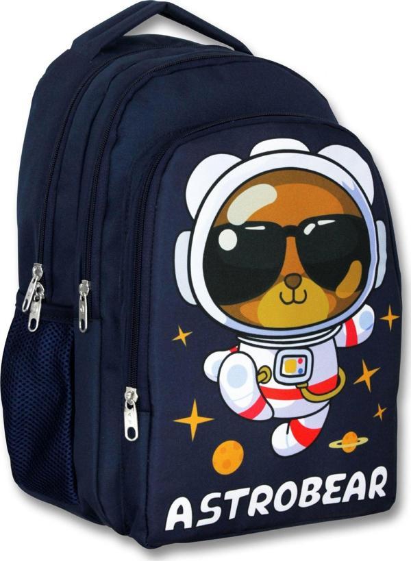 Ümit Çanta 5045 Lacivert Beyaz Üç Gözlü Erkek Çocuk Okul Çantası -Astronot Ayıcık - Image 1