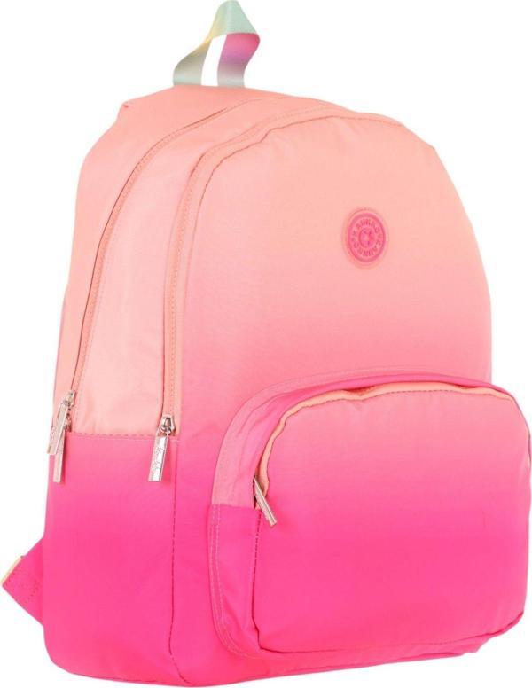 Kaukko Rainbow Kız Çocuk Üç Bölmeli İlkokul ve Ortaokul Çantası - Somon Pembe Renk Geçişli - K1800 - Image 1