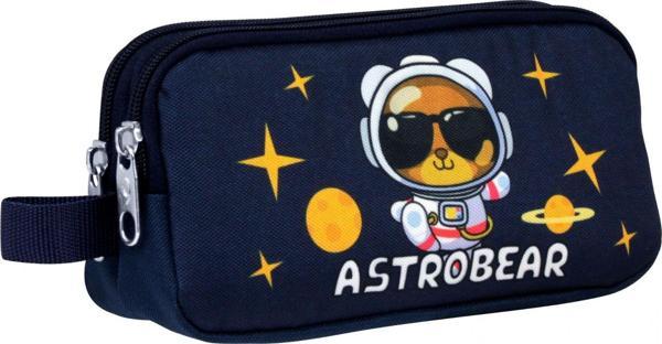 Ümit Çanta Erkek Çocuklar İçin İki Bölmeli Astronot Ayıcık Baskılı Kalemlik - Lacivert Beyaz - 5047 - Image 1
