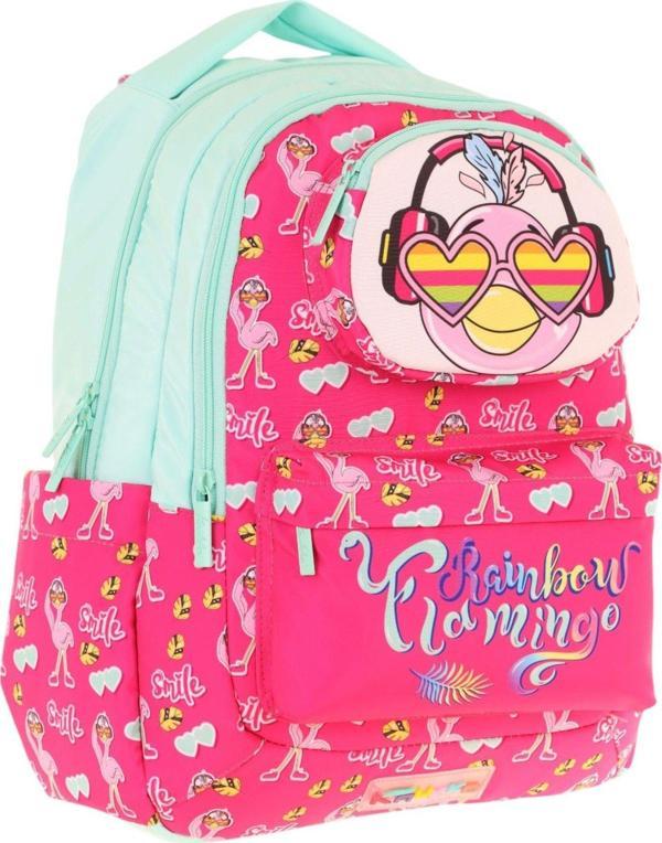 Kaukko Toys Kız Çocuk 3D Flamingo Şekilli İlkokul ve Günlük Sırt Çantası - Kırmızı Yeşil - L5235 - Image 1