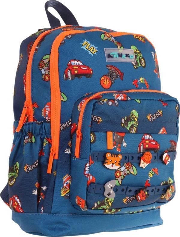 Kaukko Kids Dört Bölmeli Erkek Çocuk Silikon Aksesuarlı Lacivert Turuncu İlkokul Çantası - Image 1