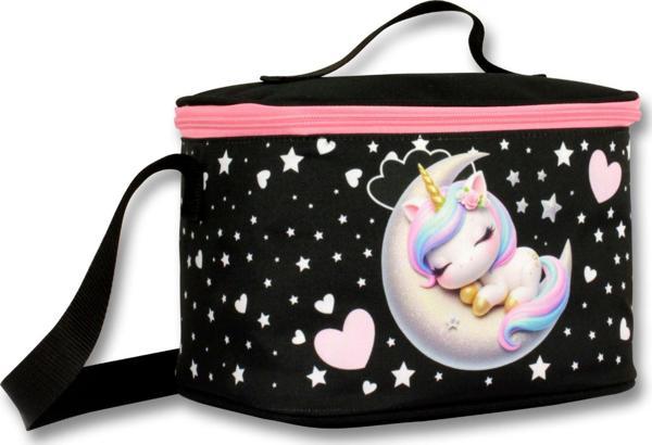 Ümit Çanta Kız Çocuk Beslenme Çantası (Thermo Isı Yalıtımlı) - Uykucu Unicorn - Siyah Pembe -  5061 - Image 1
