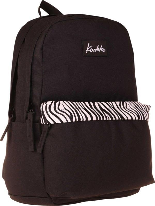 Kaukko Siyah Beyaz Zebra Desenli Üç Gözlü Okul ve Günlük Sırt Çantası - K1626 - Image 1