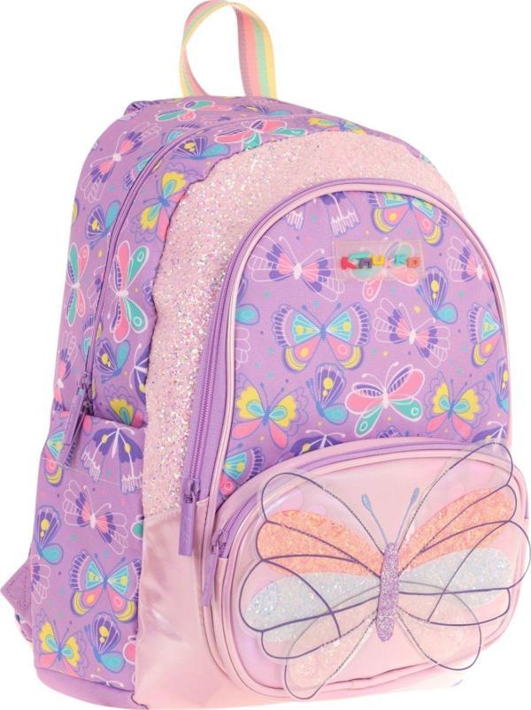 Kaukko Kids Üç Gözlü (Kız Çocuk) Okul Sırt Çantası (Nakışlı Kelebek Desenli) - L5222 - Image 1