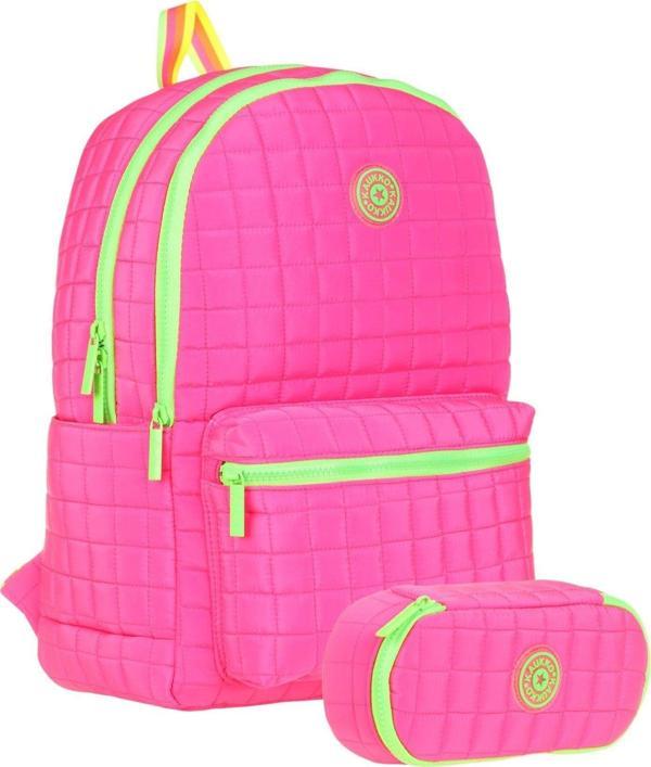 Kaukko Kız Çocuklar İçin Pembe Okul Çantası ve Organizer Kalemlik Seti (KK-K1771+KK-K2622) - Image 1