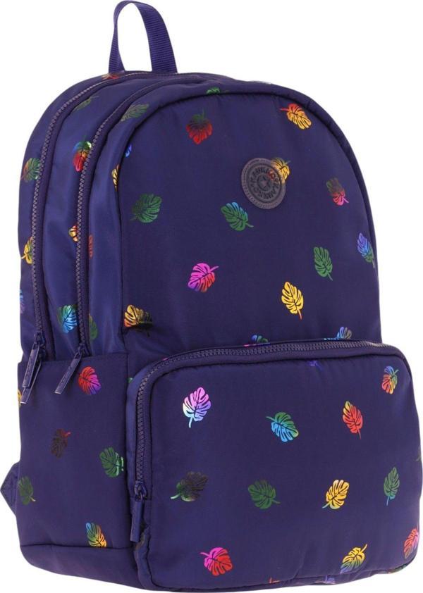 Kaukko Shine Üç Bölmeli Lacivert Yaprak Desenli Sırt Çantası - K1778 - Image 1