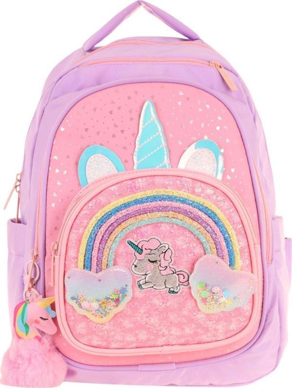 Kaukko Kids Simli Unicorn Desenli Kız Çocuk Dört Bölmeli Okul Çantası - L5212 - Image 1