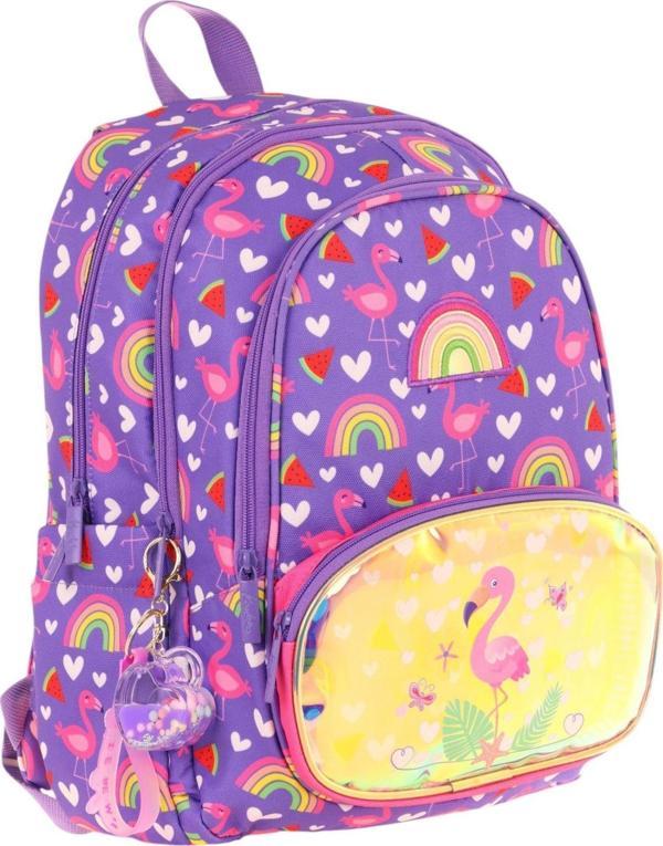Kaukko Kids Üç Gözlü (Kız Çocuk) Okul Sırt Çantası (Flamingo Nakışlı ve Baskılı) - L5226 - Image 1