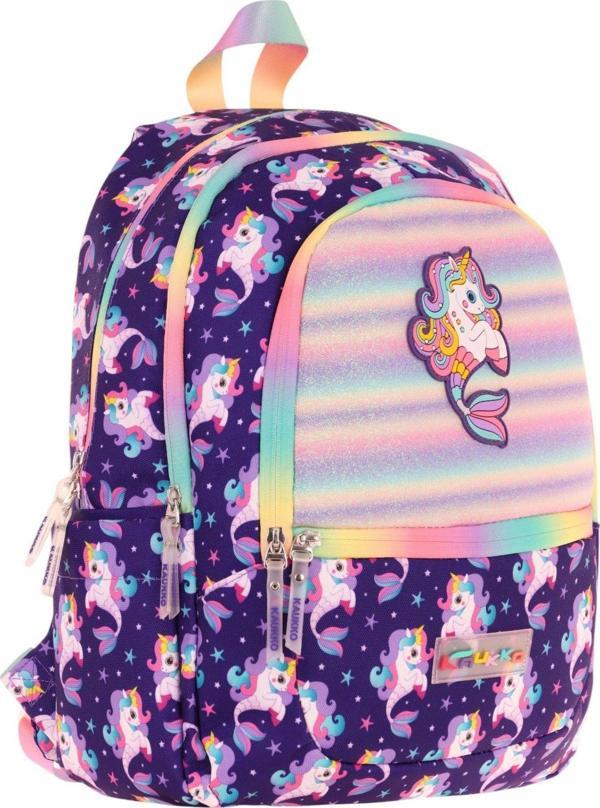 Kaukko Üç Bölmeli Kız Çocuk İlkokul Sırt Çantası (L5228) - Mor - Kauçuk Unicorn - Image 1