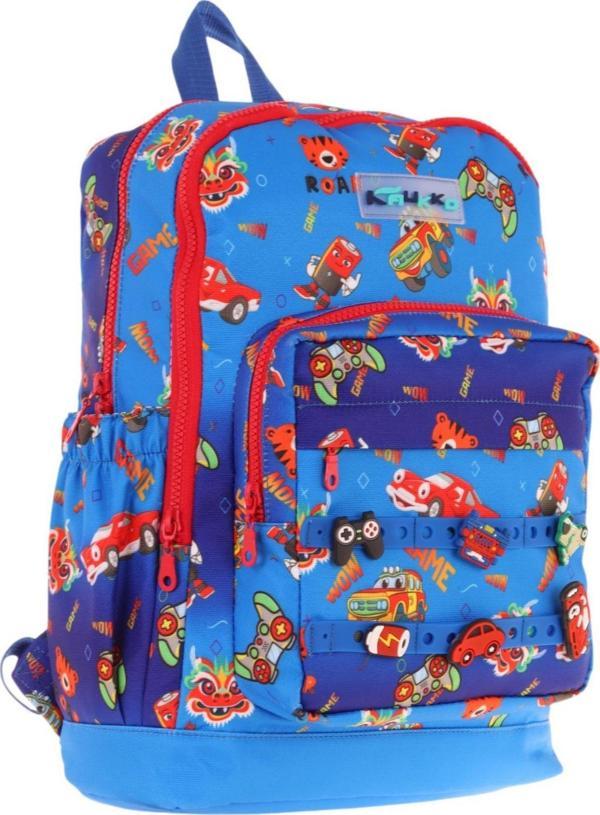 Kaukko Kids Dört Bölmeli Erkek Çocuk Silikon Aksesuarlı Mavi Kırmızı İlkokul Çantası - Image 1