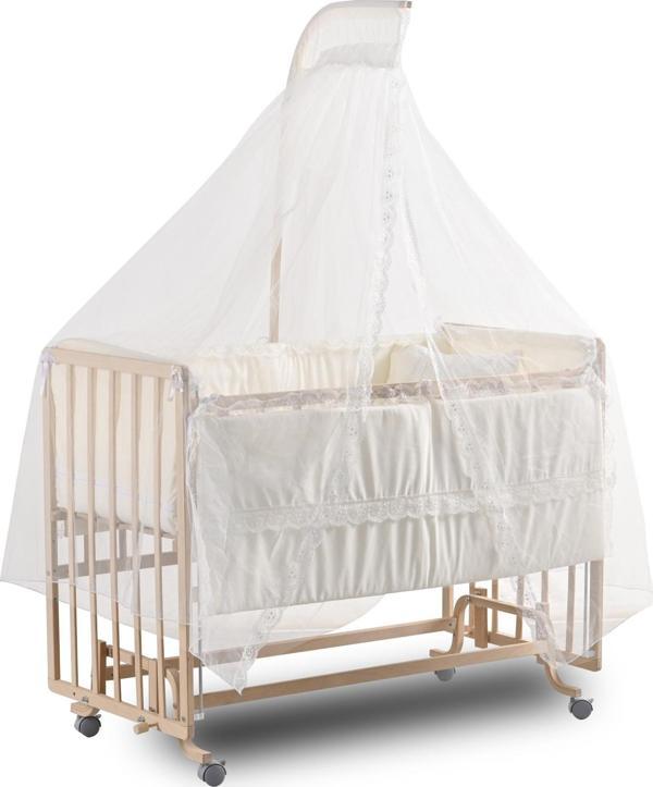 ComfyMax Sallanır Anne Yanı Doğal Ahşap Beşik ve Uyku Seti - 60x120 cm - Image 1