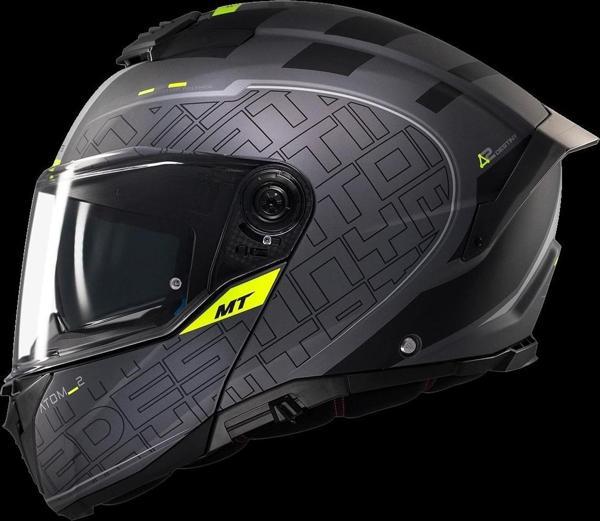 KASK MT ATOM 2 DESTINY C2 ÇENE AÇILIR MAT FÜME/SİYAH - Image 1