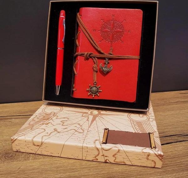 Pusula Tasarım Deri Defter Ve Dokunmatik Kalem - Image 1