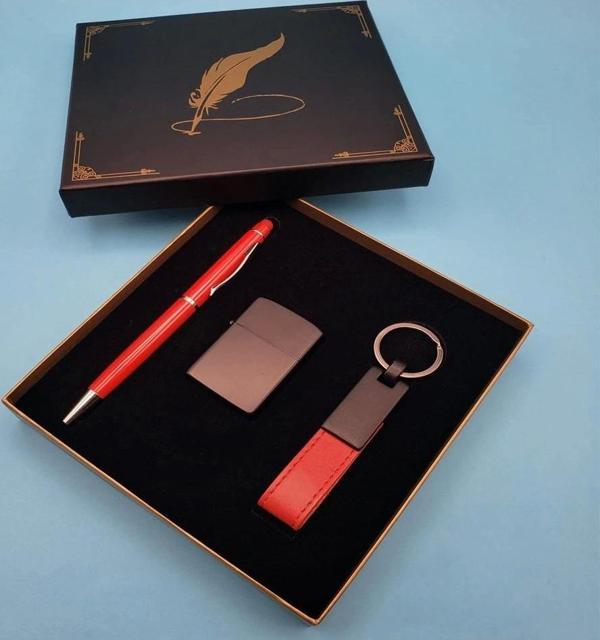 Kırmızı Anahtarlık Çakmak Ve Touchpen Kalem - Image 1
