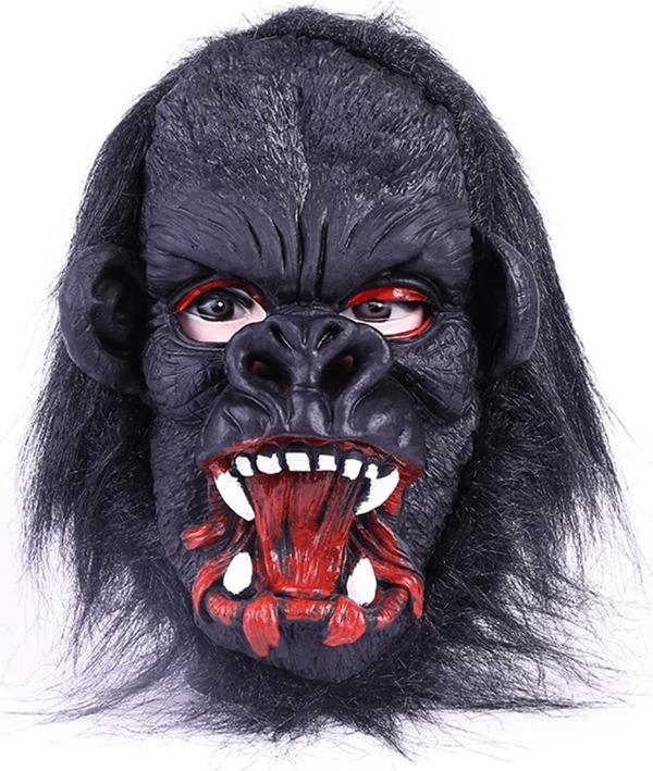 Lateks Goril Maskesi Maymun Maskesi Et Maskesi Orangutan Siyah Saçlı 2 No - Image 1