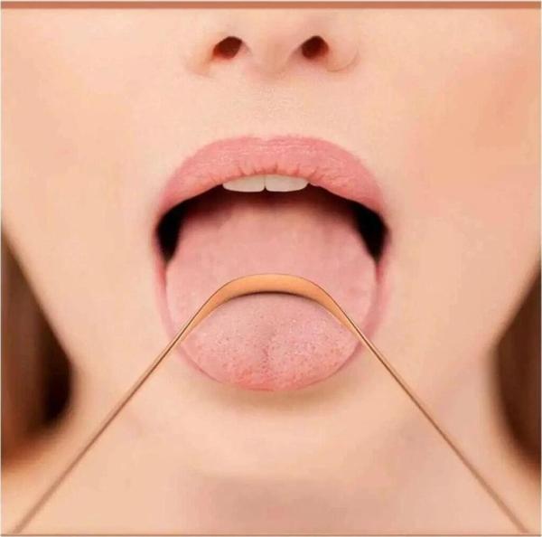 Hijyenik Dil Kazıyıcı Temizleme Dil Sıyırıcı Dil Temizleyici Bakır Hilal - Image 1