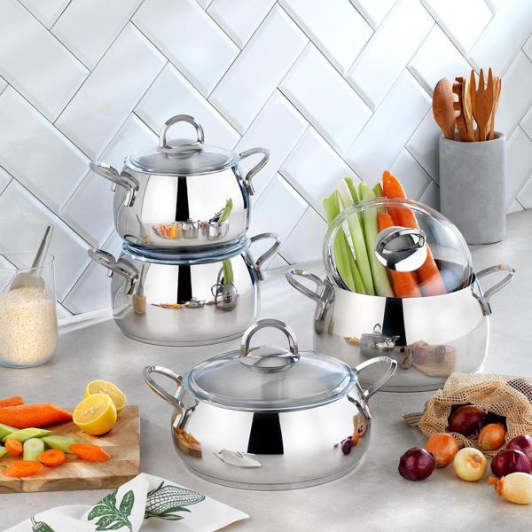 Schafer New Trendy Çelik Tencere Seti 8 Parça-Inox - Image 1