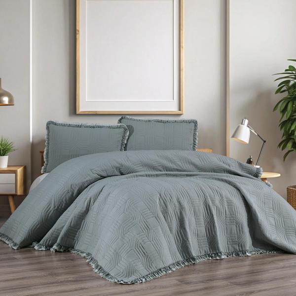 Schafer Home Clara Yatak Örtüsü Seti 3 Parça-Gri - Image 1