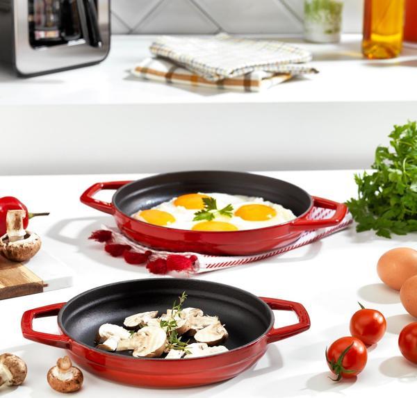 Schafer Guss Chef Döküm Sahan Çift Kulplu 19 Cm 1 Parça-Kırmızı - Image 1