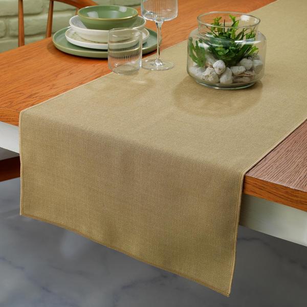 Schafer Home Bianca Keten Polyester Runner 40x160 Cm-Yeşil - Image 1