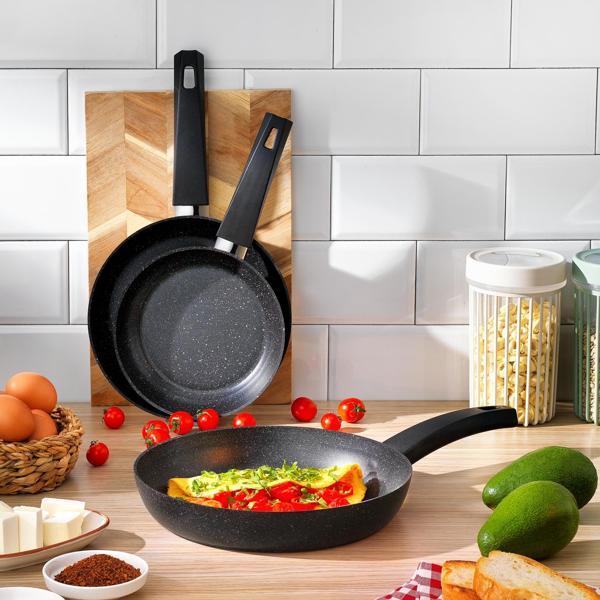 Schafer Black Stone 3 lü Tava Seti 18 Cm+22 Cm+26 Cm-Siyah - Image 1