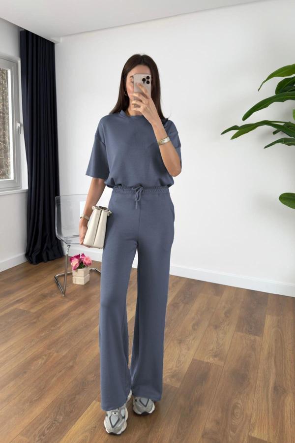 Yakamel Kadın Kısa Kollu Modal Penye Full Esnek Süper Yüksek Bel Takım - Image 1