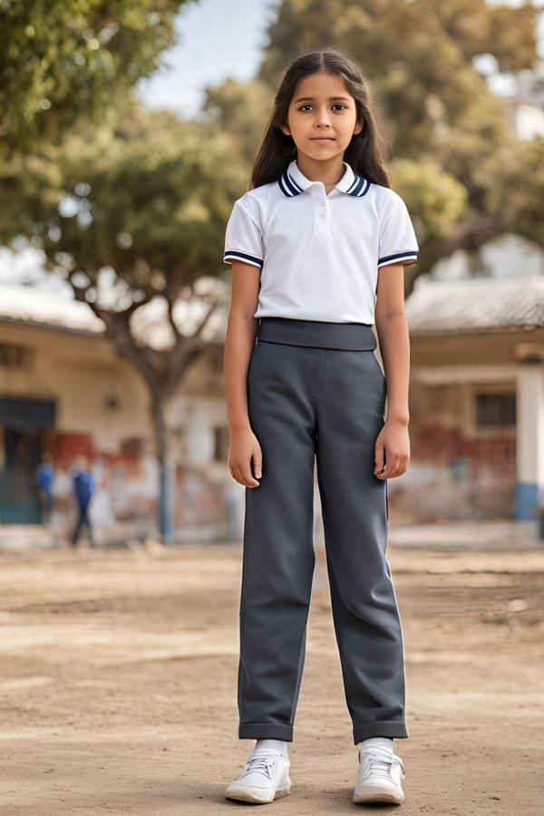 Yakamel Gri Çocuk Okul Pantolonu İlkokul Ve Ortaokul Lastikli Bel Likrasız - Image 1