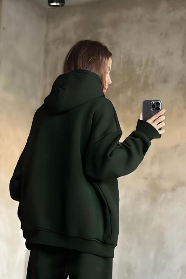 Yakamel İçi Pamuklu Bol Kalıp Sweatshirt - Image 1