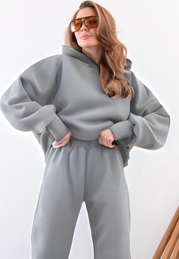 Yakamel Kadın Esnek Rahat Kalıp Basic Model Sweatshirt - Image 1