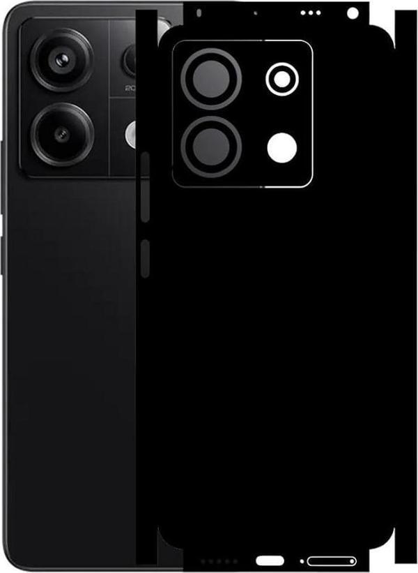 Redmi Note 13 Pro 5G ile Uyumlu Deri Desenli Siyah Arka Kaplama - Image 1