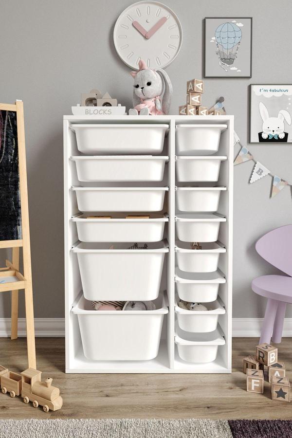 Baby Darling %100 MDF - Large Duo 14 Sepetli Oyuncak Dolabı - Image 1