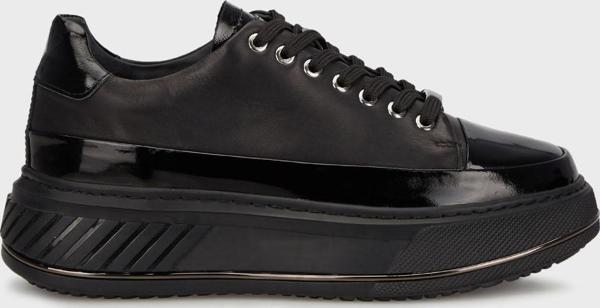 Marcomen Hakiki Deri Bağcıklı Kalın Tabanlı Sneaker Erkek Ayakkabı 15220199S2 SİYAH - Image 1