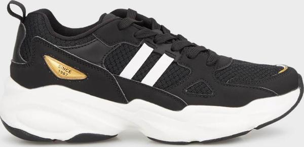 Hammer Jack Kalın Taban Memory Foam Sneaker Bayan Ayakkabı 101 20041-G SİYAH-ALTIN - Image 1