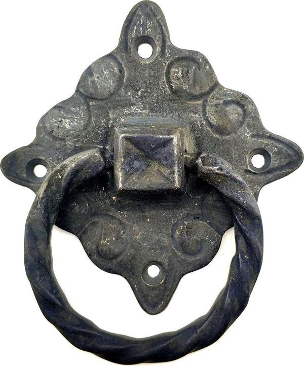 Antika Tarz Dekoratif Pirinç Mobilya Kulbu, Kapı Kilit Halkası - 94x97 mm, Büyük, Oksit - Image 1