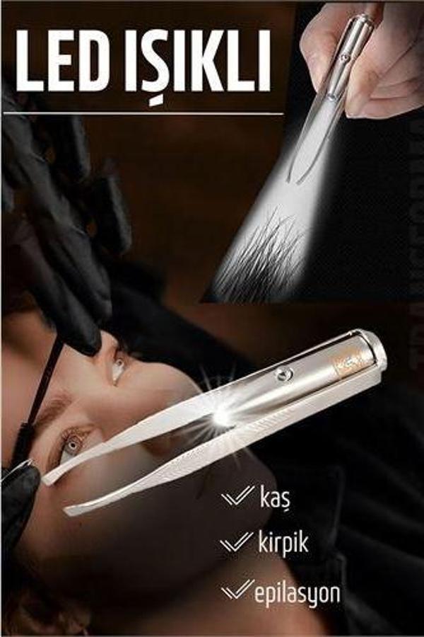 Led Işıklı Cımbız Kirpik Kaş Cımbız Epilasyon Cımbızı - Image 1