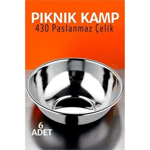 Paslanmaz Çelik Yemek Tası Çorba Kasesi Kamp Piknik Tabağı 6 Adet - Image 1