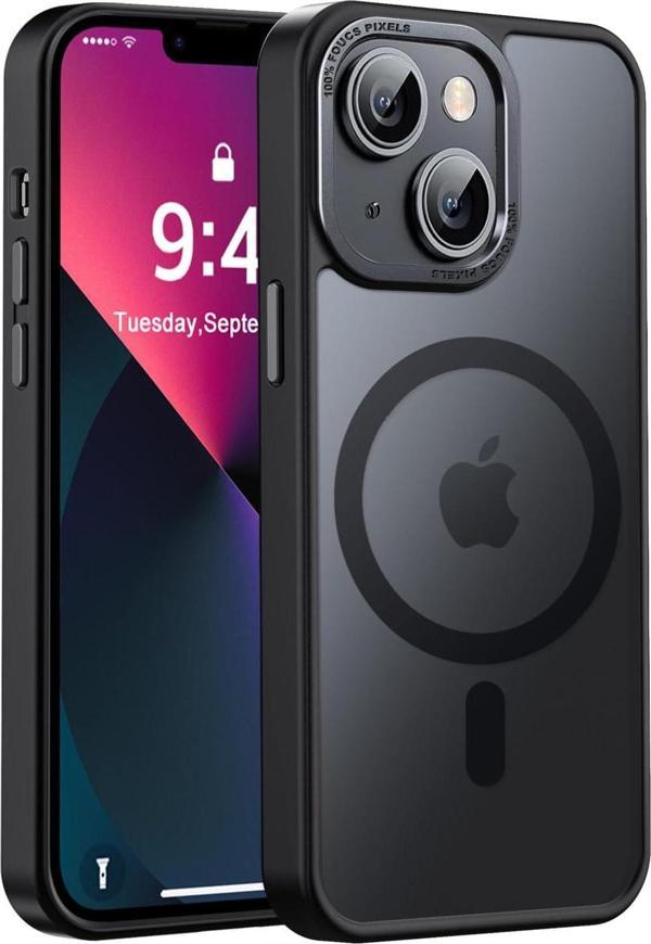 iPhone 14 Uyumlu Kamera Korumalı Magsafe Wireless Şarj Özellikli Mat Silikon Kılıf - Image 1