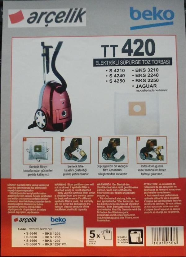 20 Adet Arçelik Beko Tt420 Elektrikli Süpürge Toz Torbası - Image 1