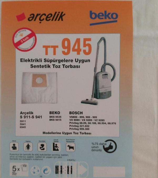 20 Adet Arçelik Beko Tt945 Elektrikli Süpürge Toz Torbası - Image 1