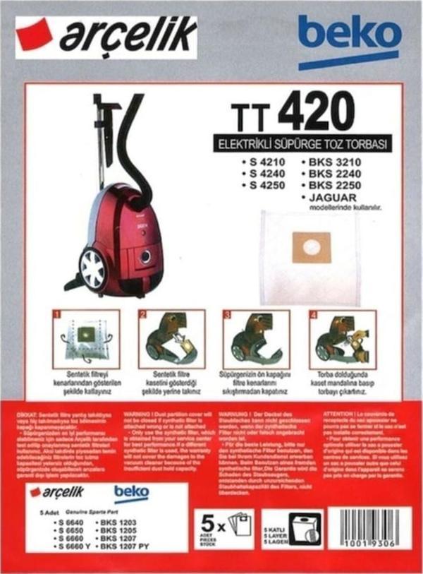 Arçelik S 4210 4240 4250 Süpürge Sentetik Toz Torbası (10 Adet) (491204437) - Image 1