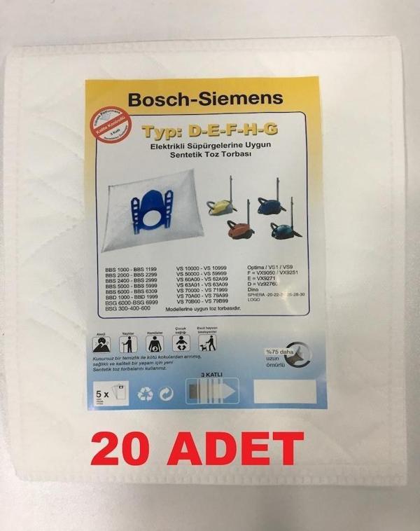 Bosch-Siemens-Profilo-Elektrik Süpürge Bez Toz Torbası (20 Adet) (163376873) - Image 1