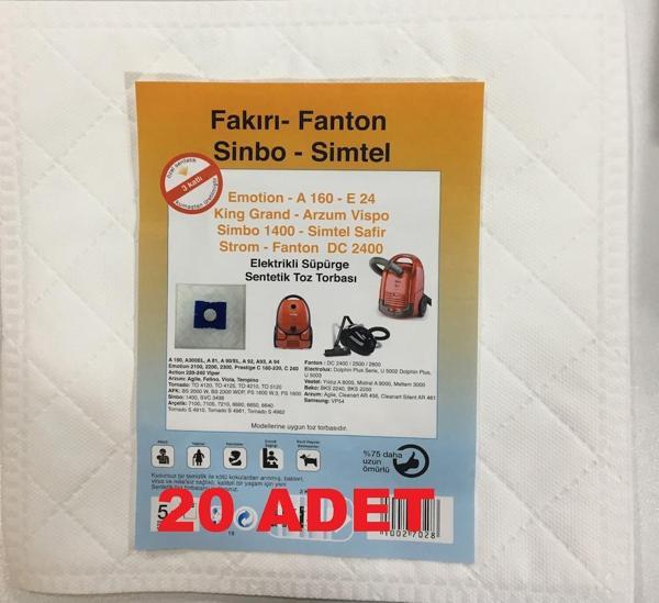 Fantom Dc 4300 4 Çeker Süpürge Bez Toz Torbası (20 Adet) - Image 1