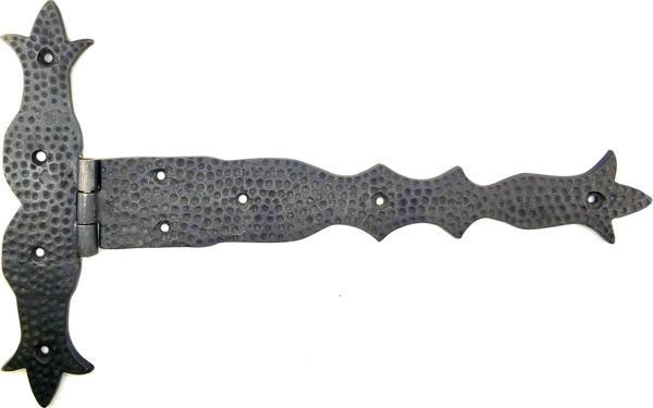 Antika Tarz Dekoratif Pirinç Kuyruklu Dövme Menteşe - 251x393 Mm, Oksit - Image 1