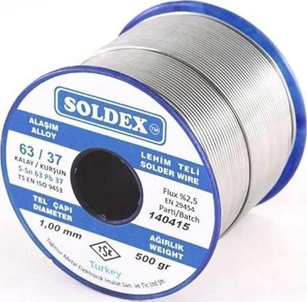 63-37, 500 Gr 3 Mm - Pastasız Vitray Lehim Teli, Sn:63 - Pb:37 - Image 1