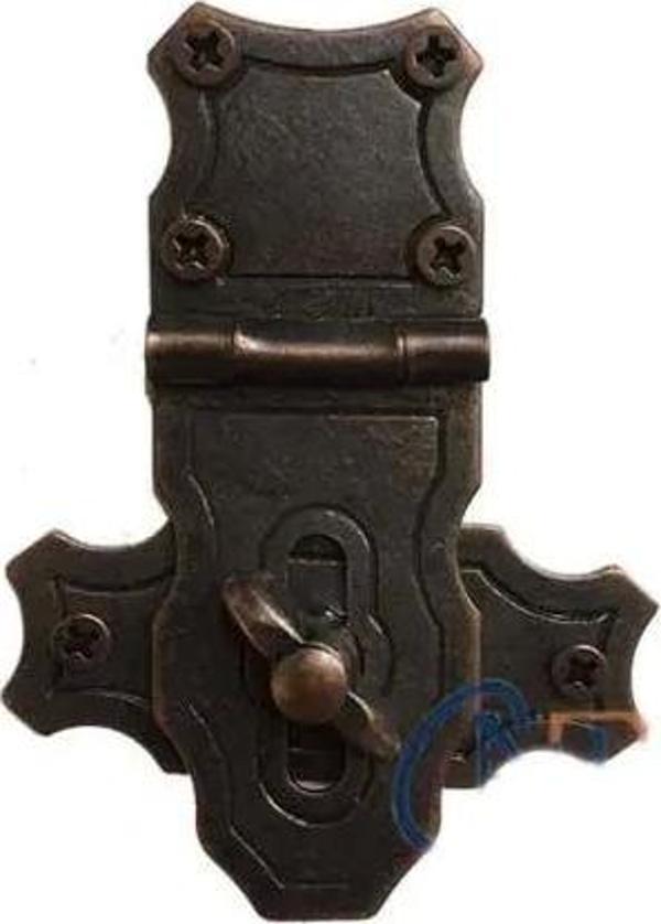 Dekoratif Anahtarlı Sandık Askısı - 40x55mm, Oksit, 1 Adet - Image 1