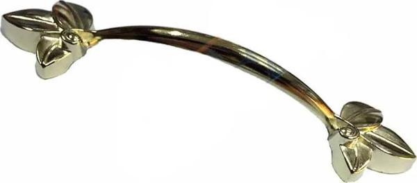 Dekoratif Zamak Yaprak Kulp - 96mm, Sarı, 1 Adet - Image 1
