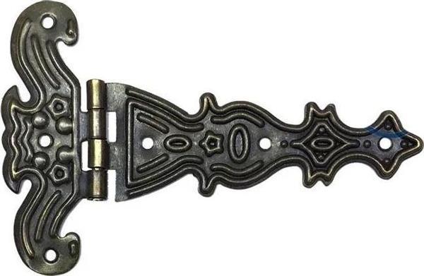 Dekoratif, Sac Tek Kuyruklu Menteşe - 69x102 Mm, Büyük, Antik, 100 Adet - Image 1